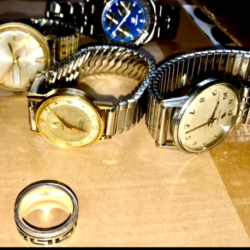 Antique Vintage Watch Lot and One Random Ring(Need Repair!)